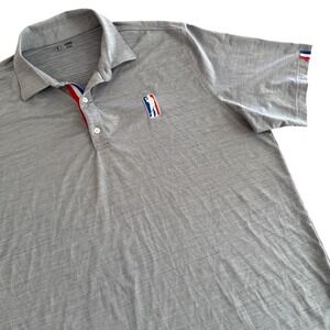 USAG U Suck at Golf 2XL Gray Heathered Red White Blue S/S Performance Polo Shirt